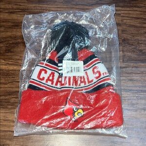 adidas Red Black White Cardinals Pom Knit Hat